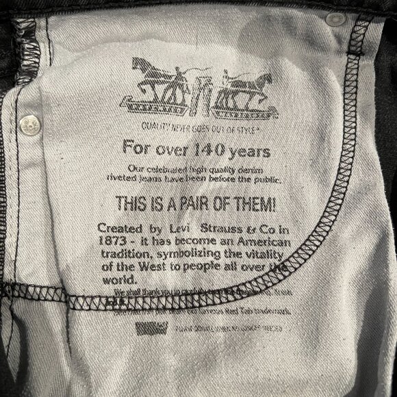 Levi’s 559 Relaxed Straight Jeans Black Denim Men’s W36 L34 Made in Colombia - Picture 7 of 8